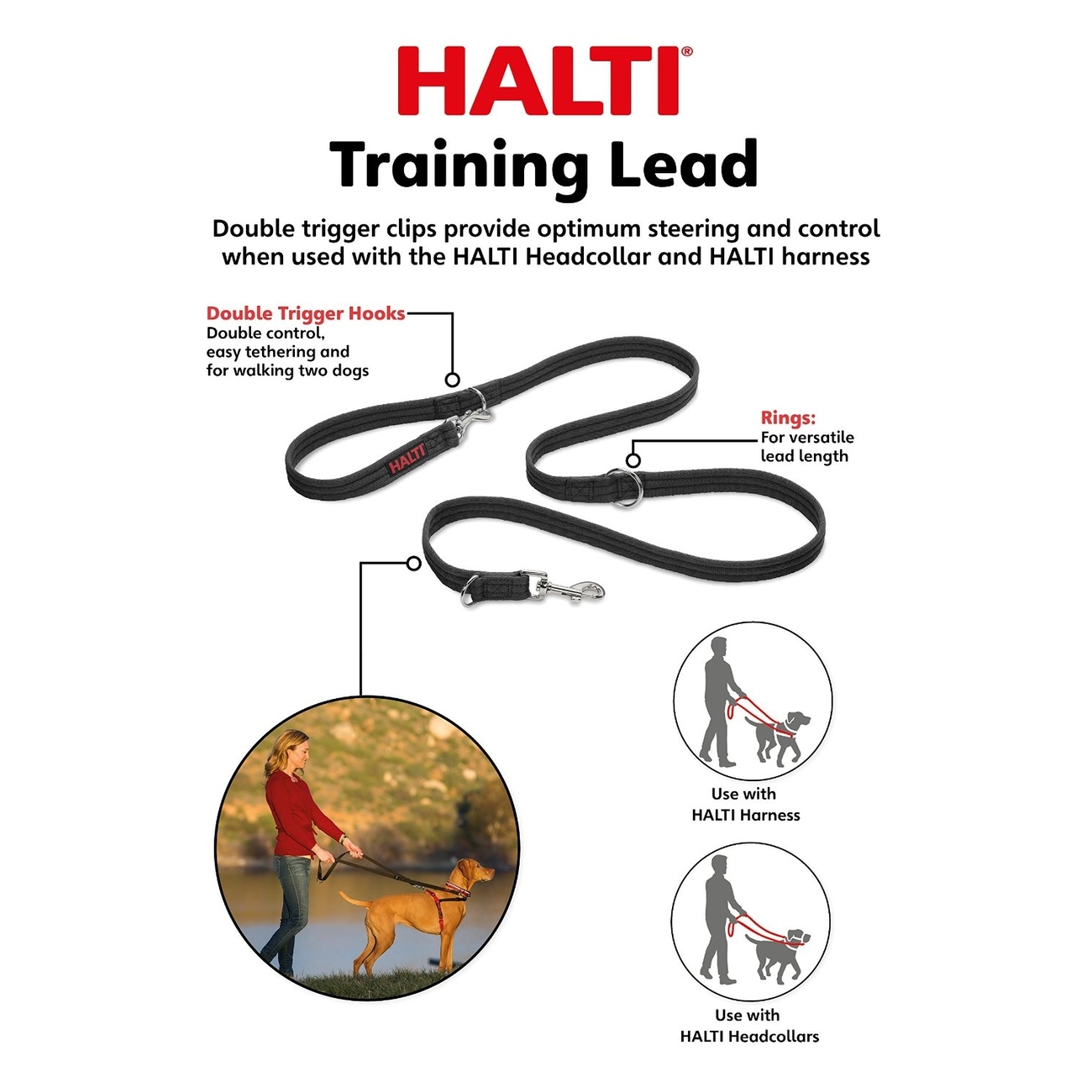 Laisse d'entraînement HALTI Company of Animals avec poignée de contrôle